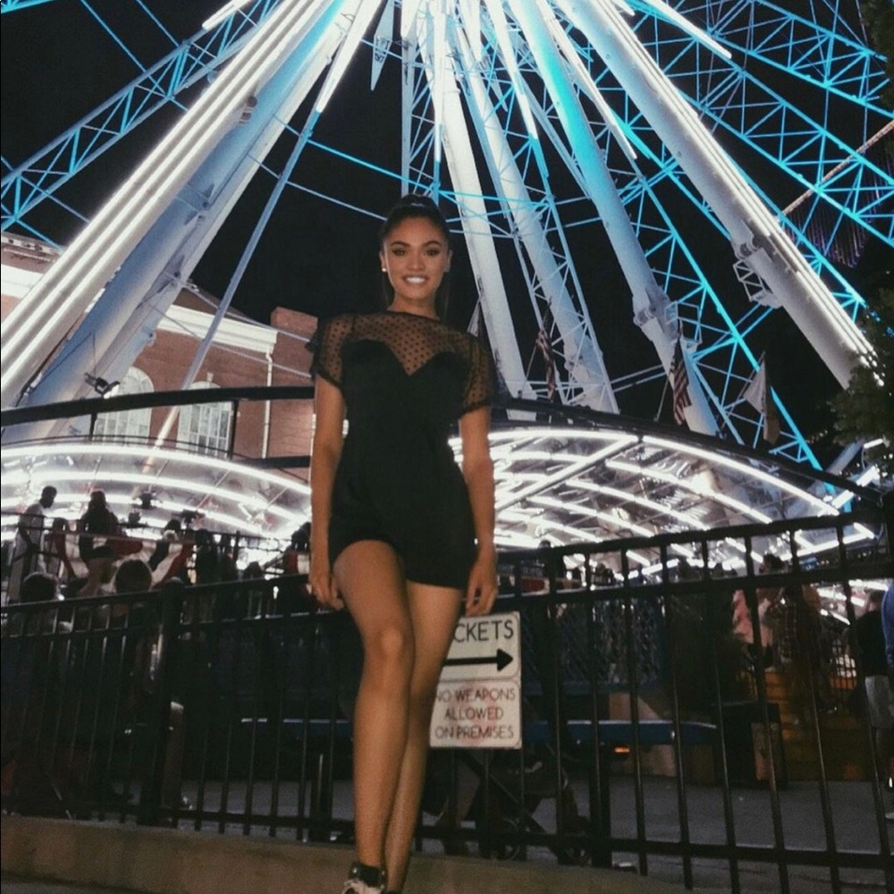 Black romper with mesh stars
